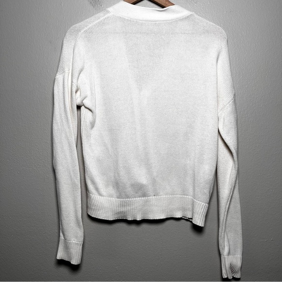 Loft Women Cardigan Sweater XS Cream Apple Rib Knit Coquette Cottagecore - Picture 9 of 10